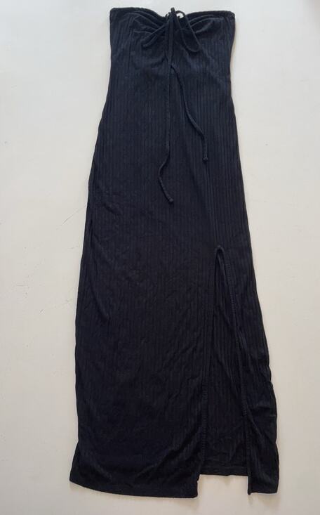 1. State Dresses & Skirts - 1.State Women Medium Black Halter Maxi Dress Strapless Ribbed Leg Slit Multiway